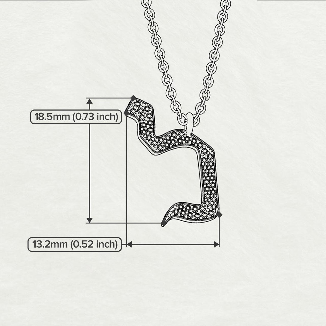 Lamed - Hebrew Alef-Bet letter diamond Necklace - Lamed letter