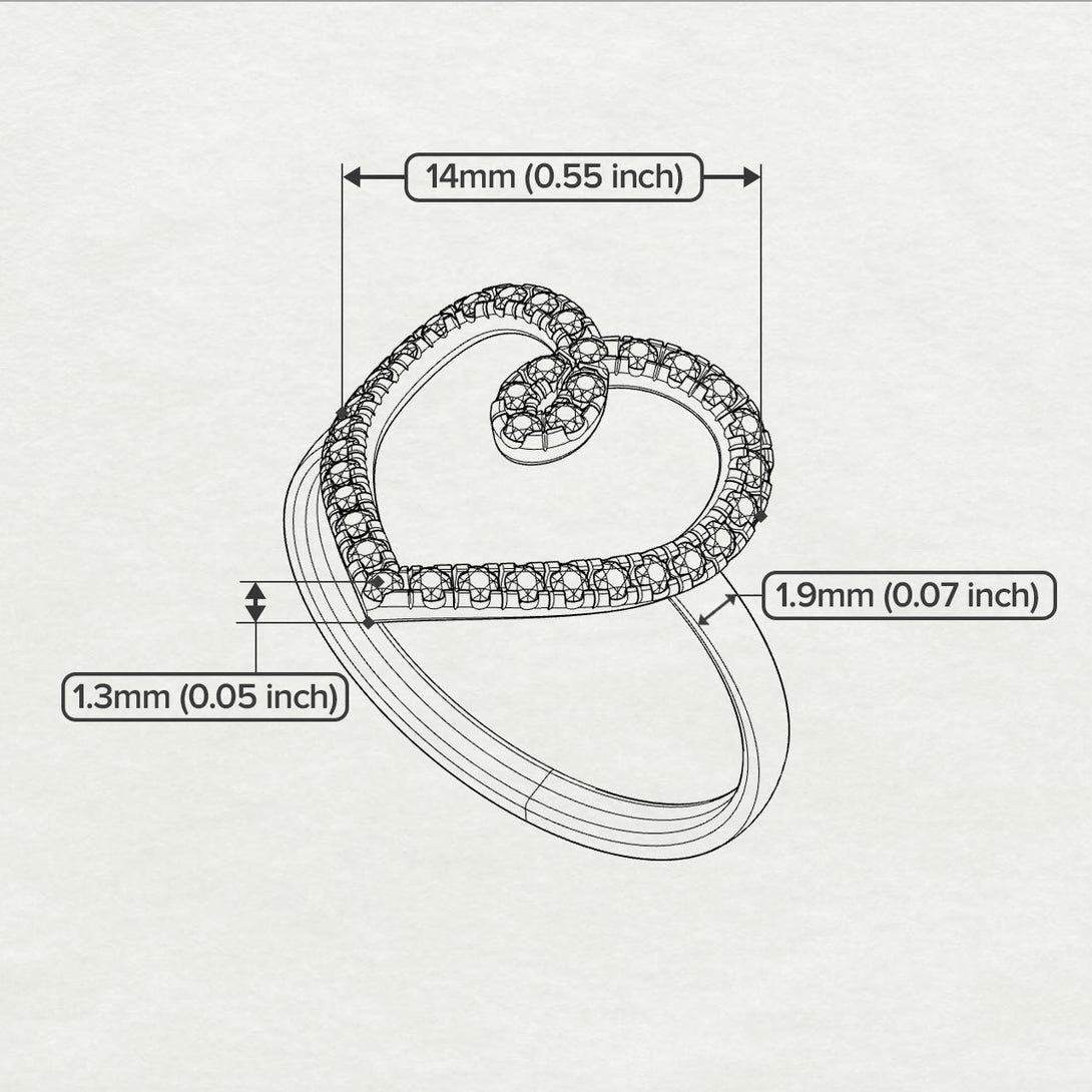 Big Heart Black Diamond Ring - Ada No. 7