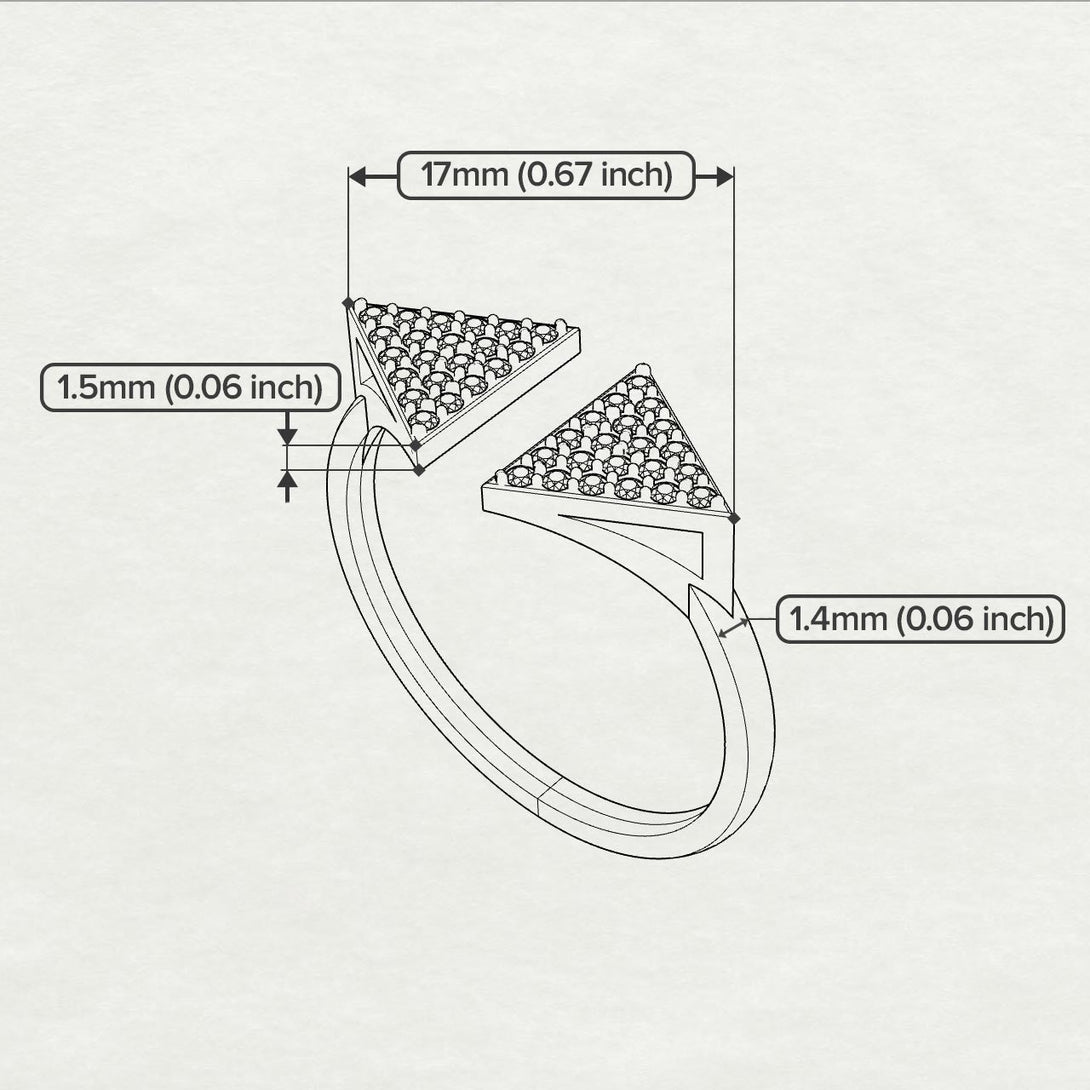 Two Tones Triangle Open Diamond Ring - Hope No. 17