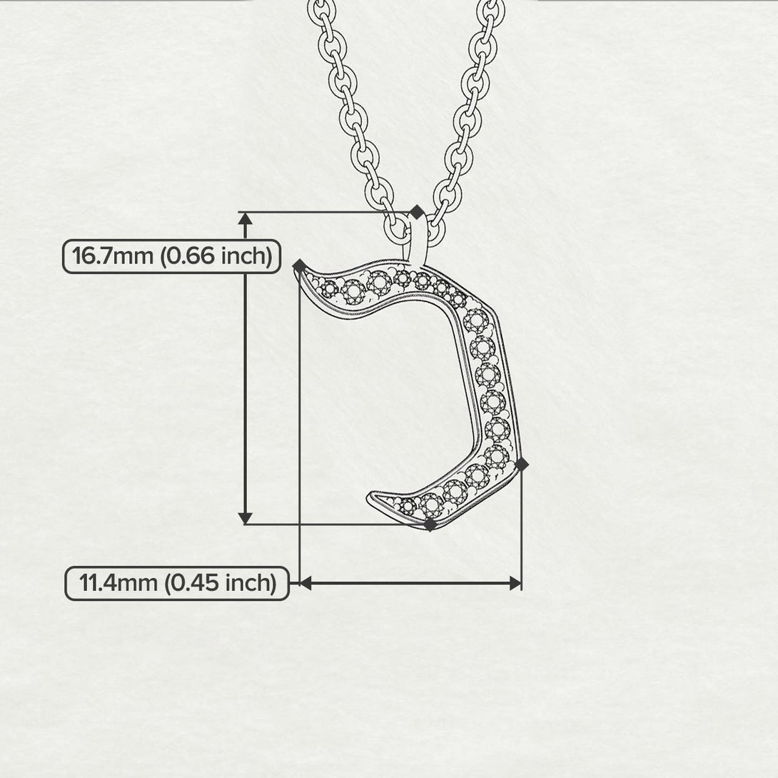 Kaf - Hebrew Alef-Bet letter diamond Necklace - Kaf letter