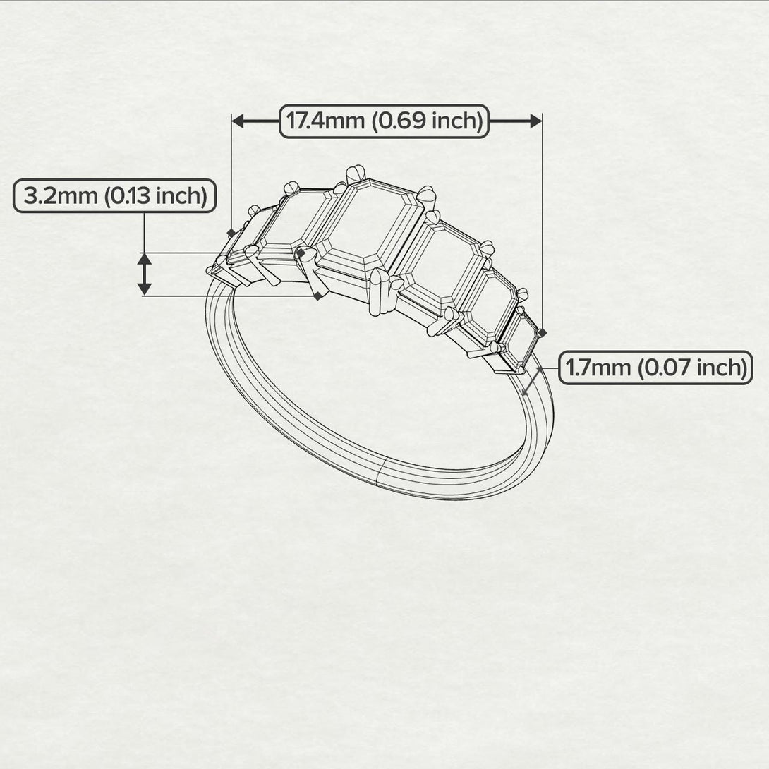 Emerald Cut Diamond Geometrical Ring - Briella No. 1