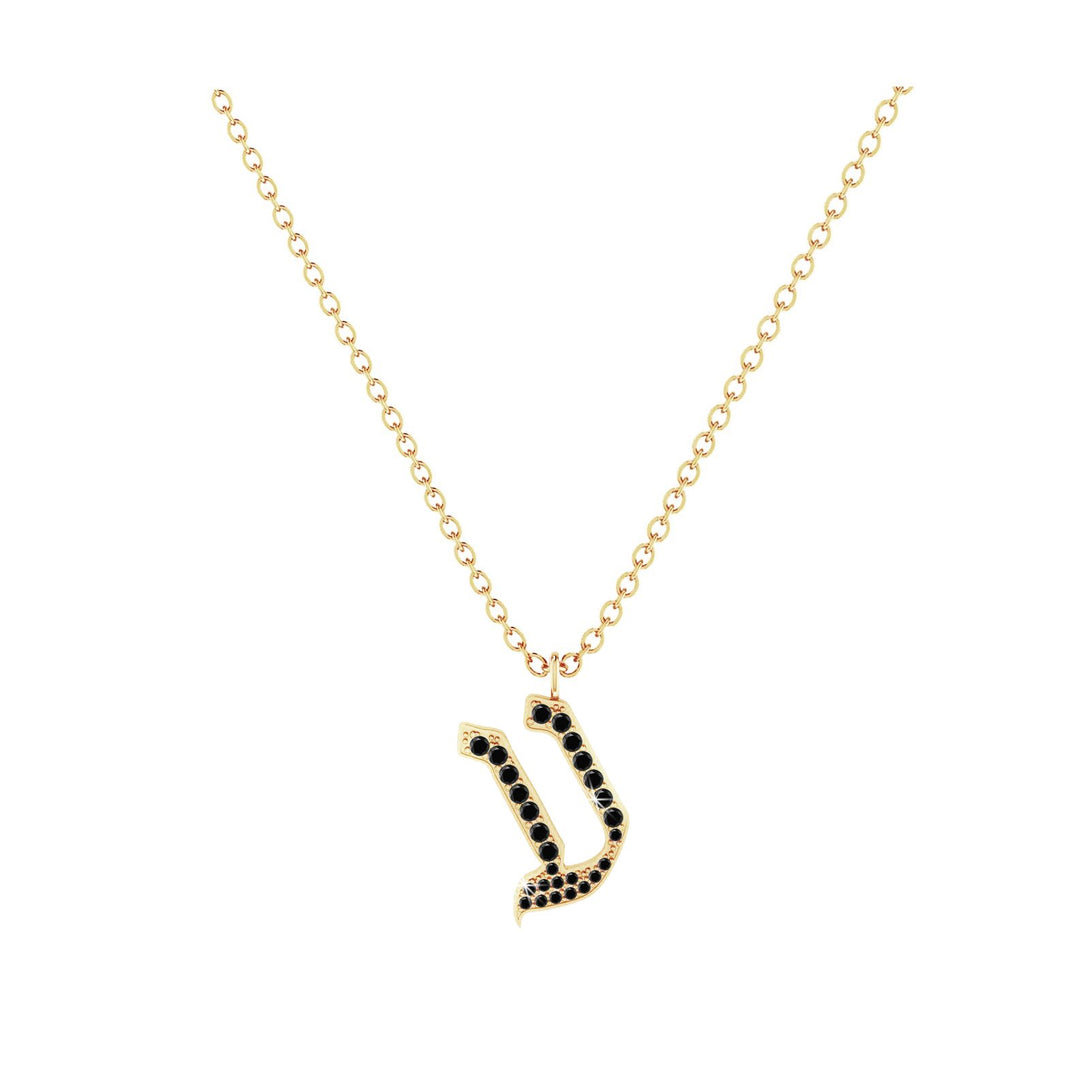 Ain - Hebrew Alef-Bet letter diamond Necklace - Ain letter
