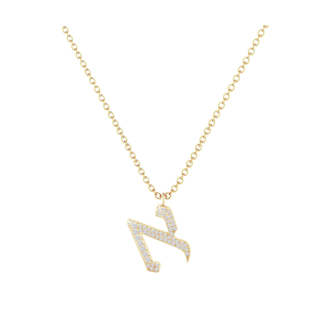 Alef - Hebrew Alef-Bet letter diamond Necklace - A letter
