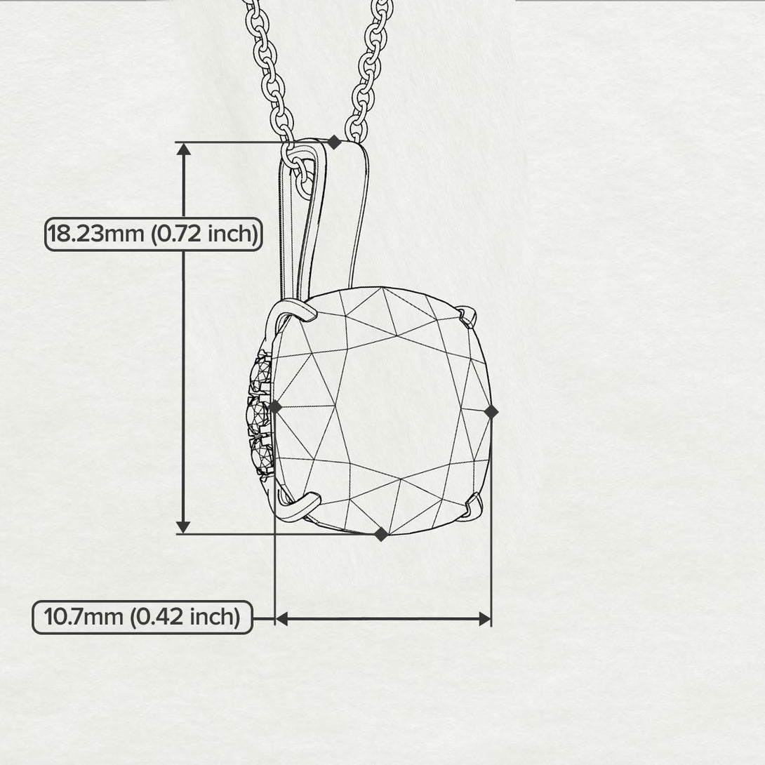 Hidden Halo Cushion Ruby Necklace - Alivia No. 12