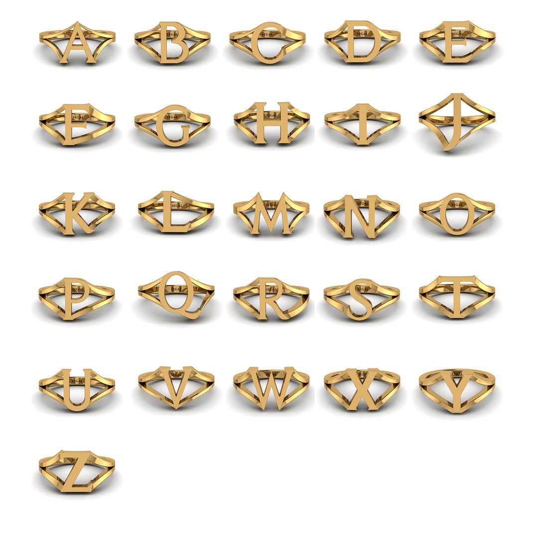 Gold Initial E Ring
