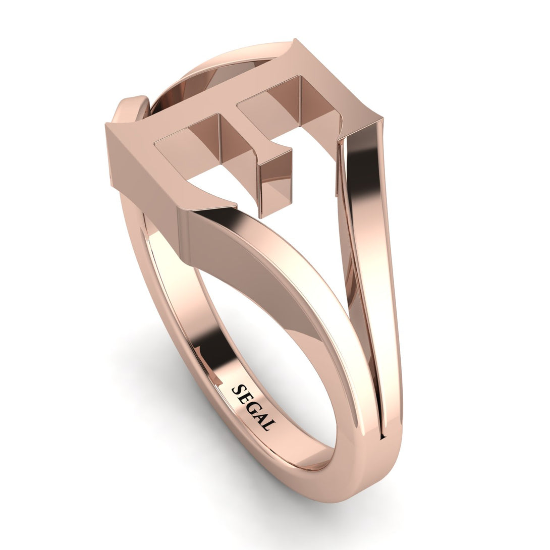 Gold Initial E Ring