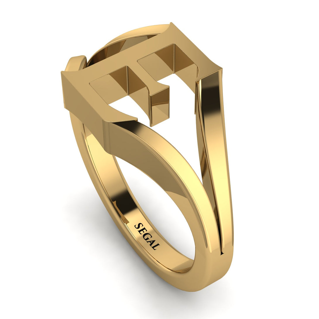 Gold Initial E Ring