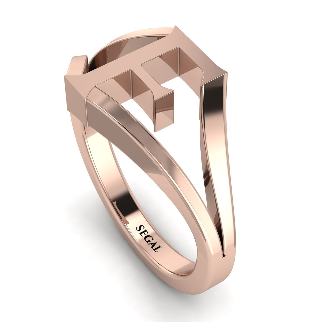 Gold Initial F Ring