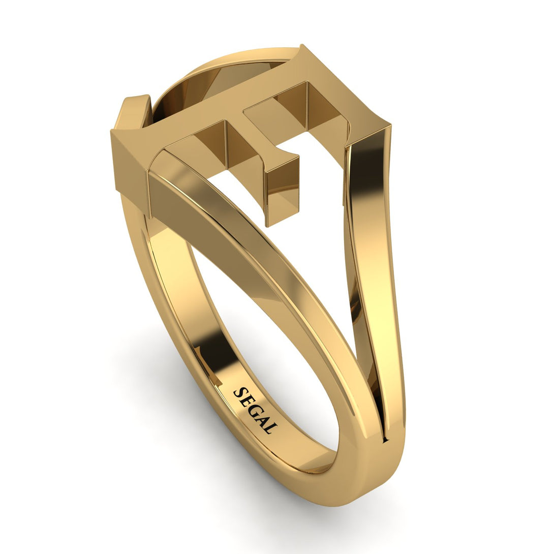 Gold Initial F Ring