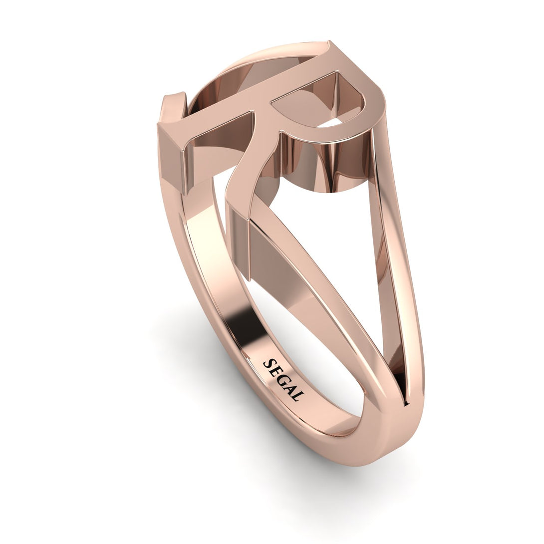 Gold Initial R Ring