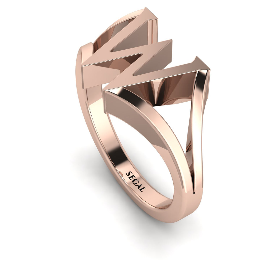Gold Initial W Ring