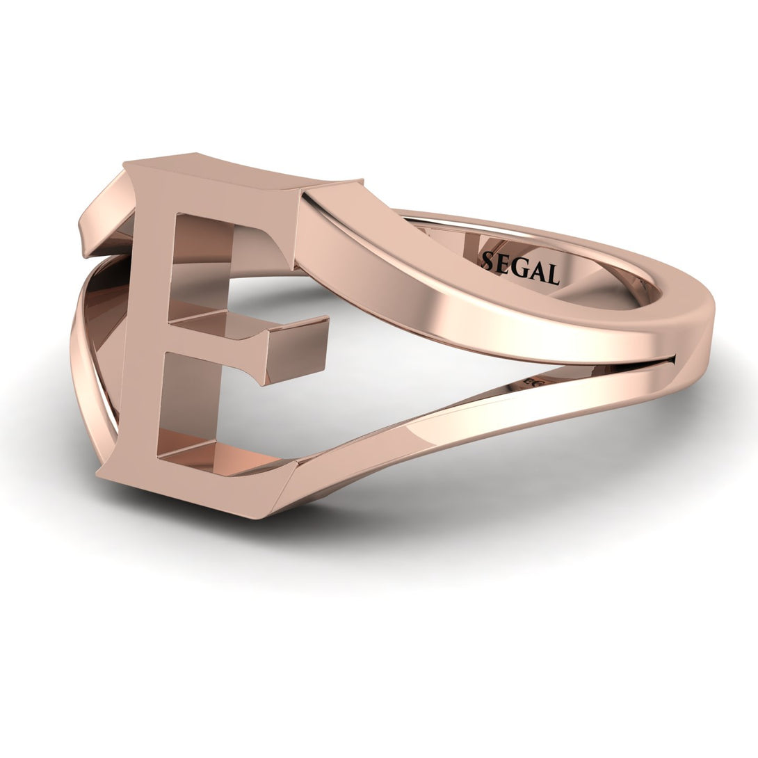 Gold Initial E Ring