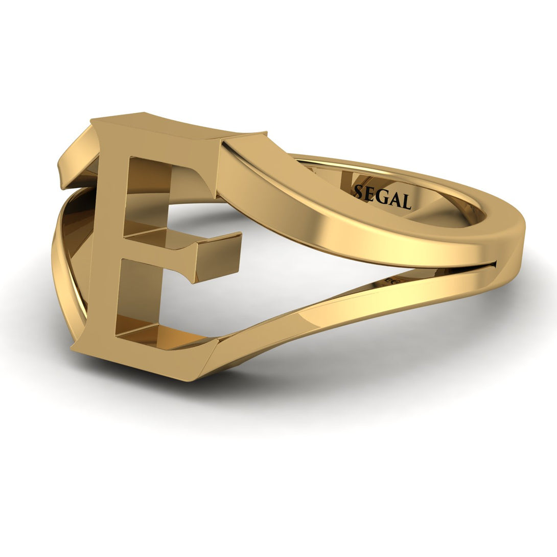 Gold Initial E Ring