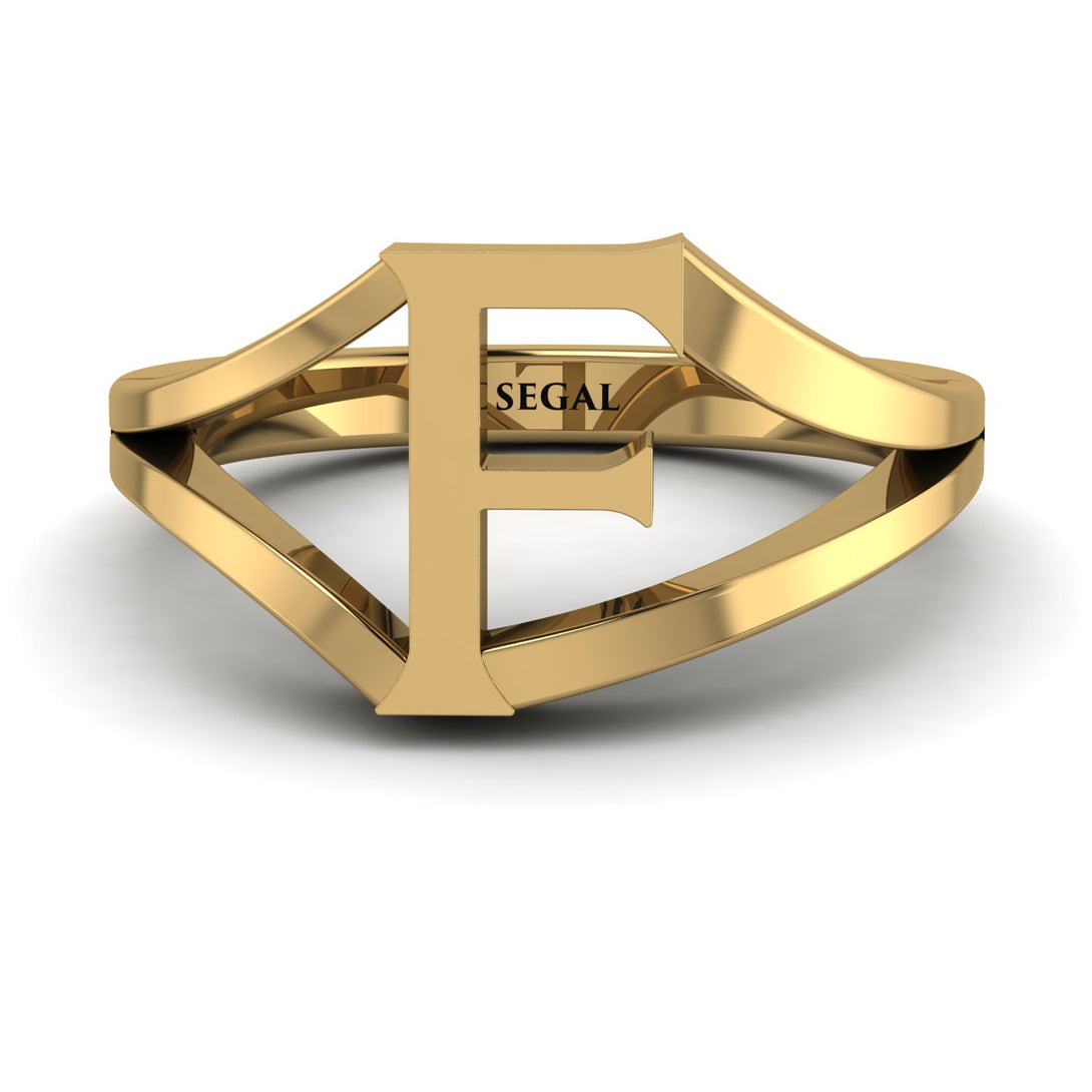 Gold Initial F Ring