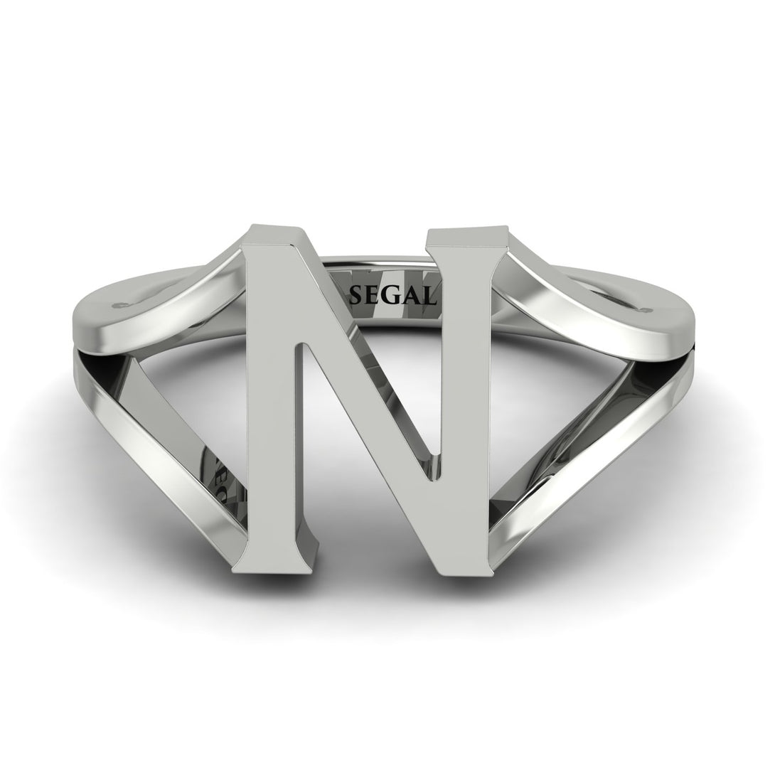 Gold Initial N Ring