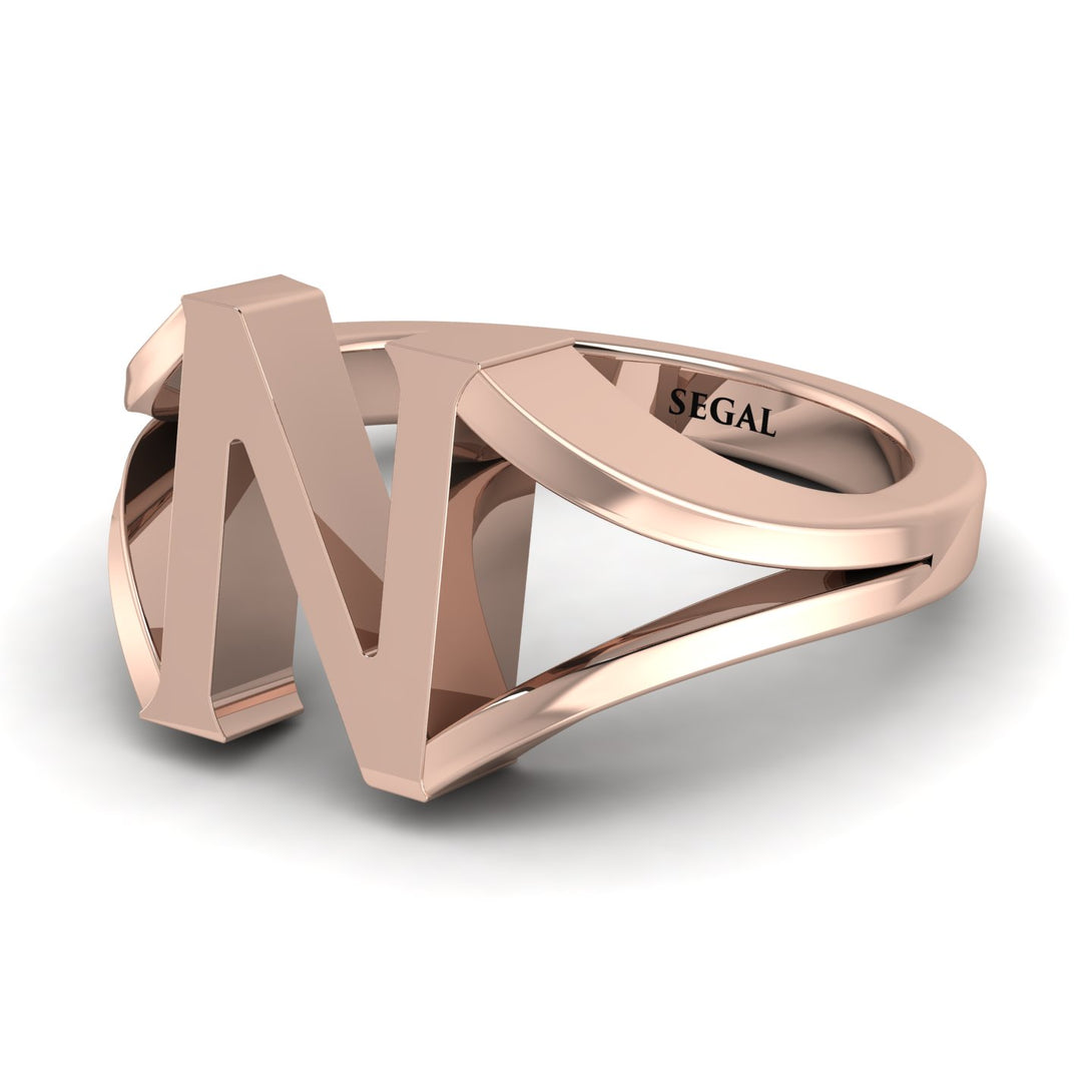 Gold Initial N Ring