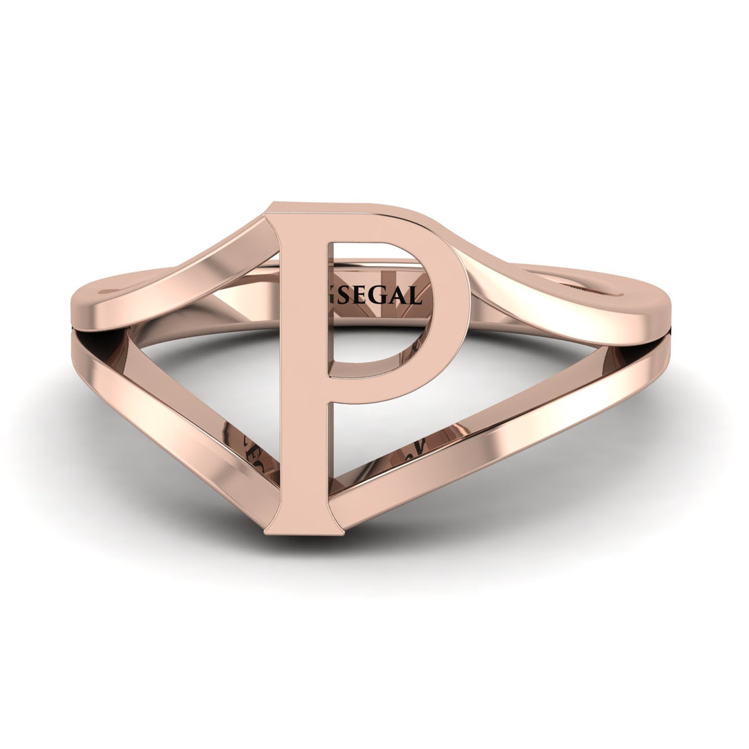 Gold Initial P Ring