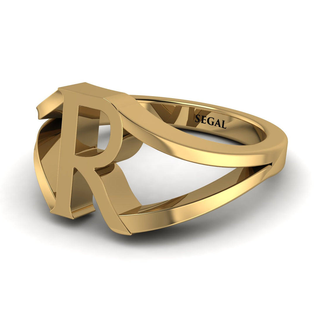 Gold Initial R Ring