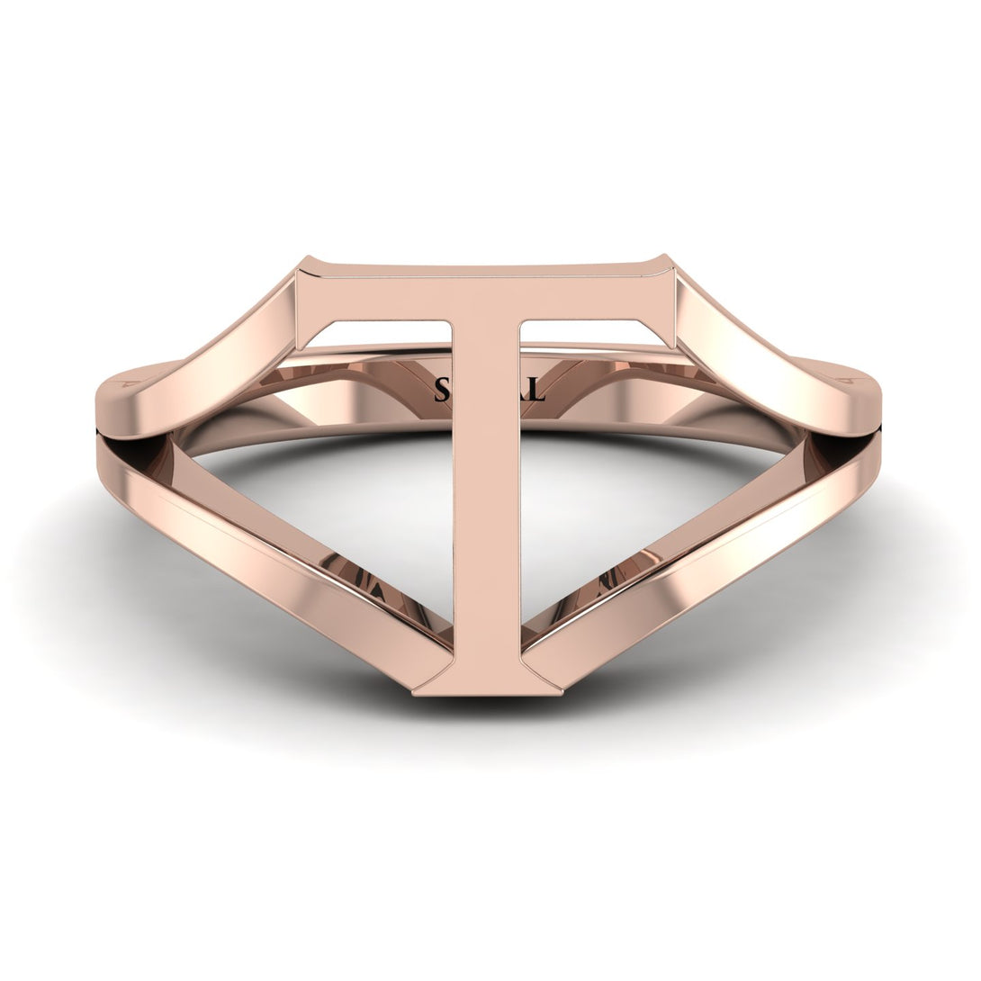 Gold Initial T Ring