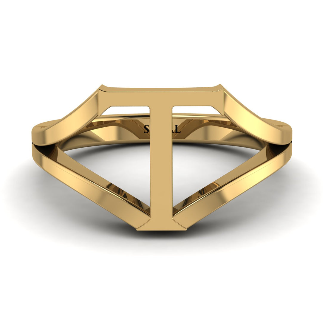 Gold Initial T Ring