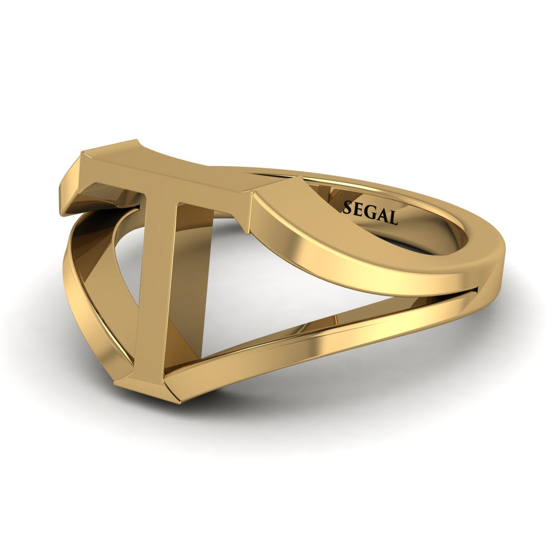 Gold Initial T Ring