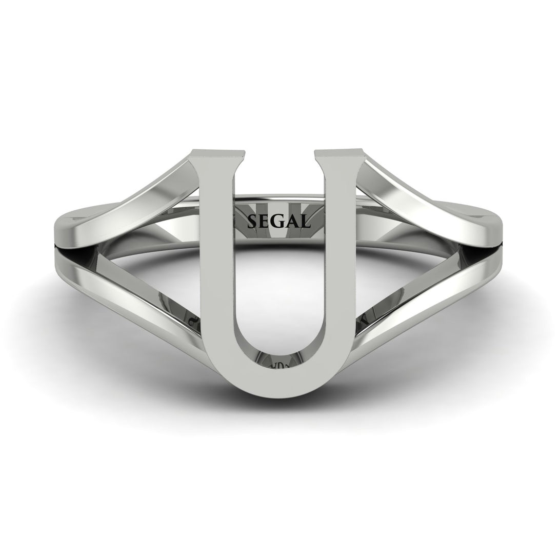 Gold Initial U Ring