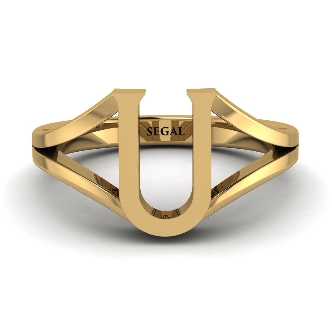 Gold Initial U Ring