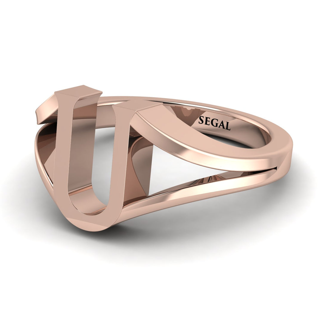 Gold Initial U Ring