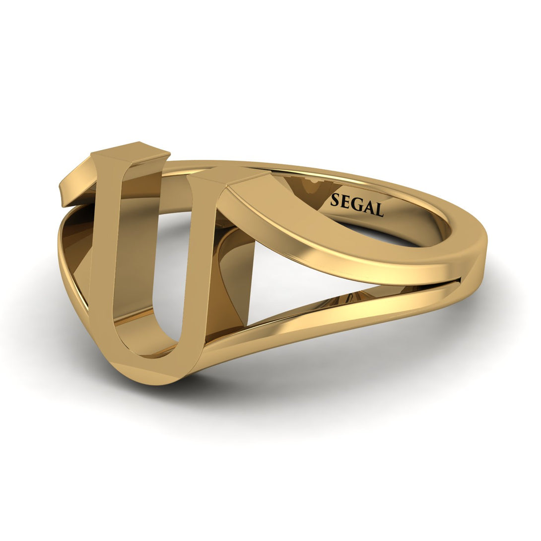 Gold Initial U Ring