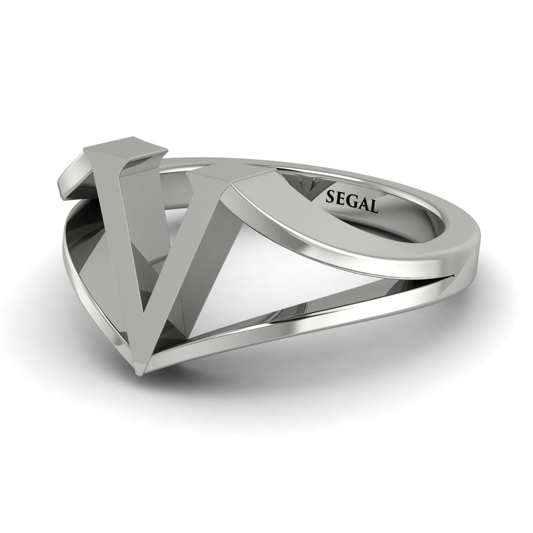 Gold Initial V Ring