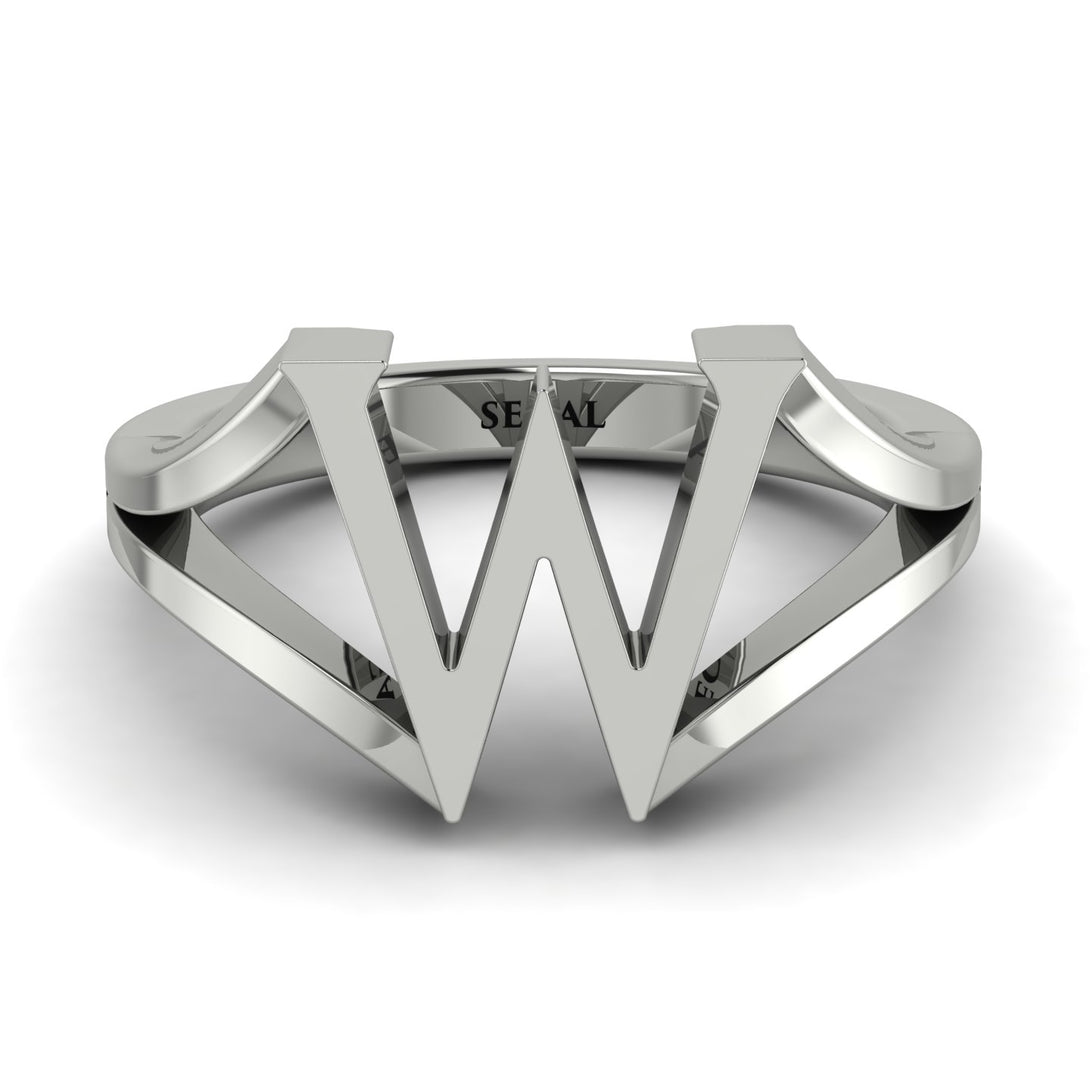 Gold Initial W Ring