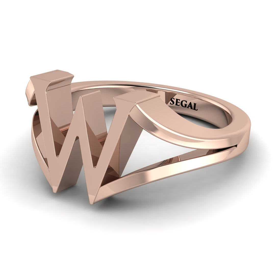 Gold Initial W Ring