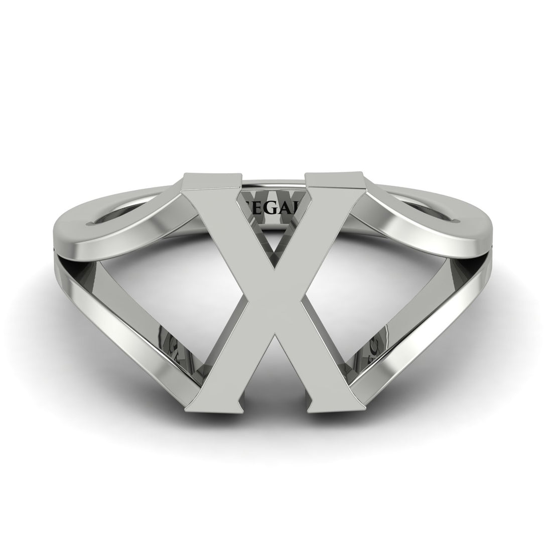 Gold Initial X Ring