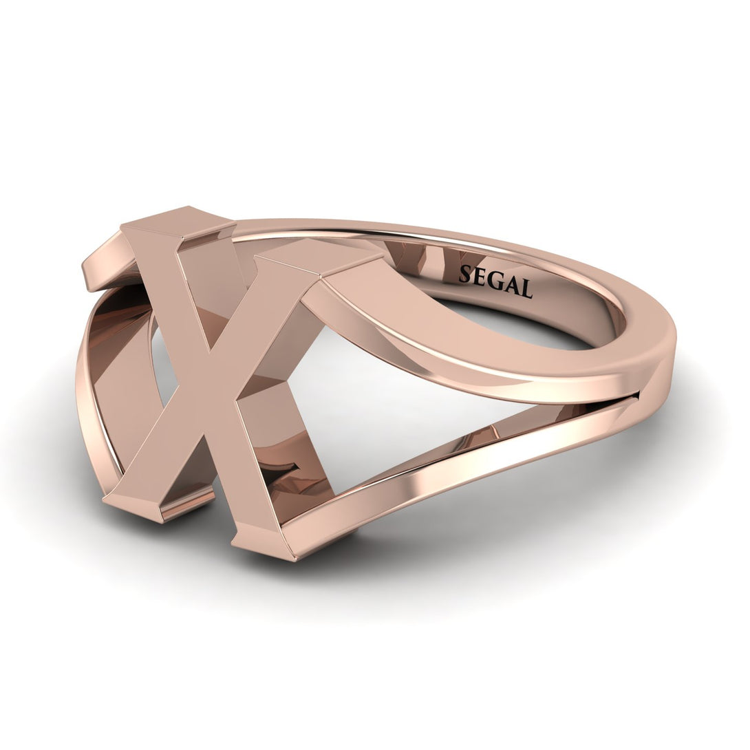 Gold Initial X Ring