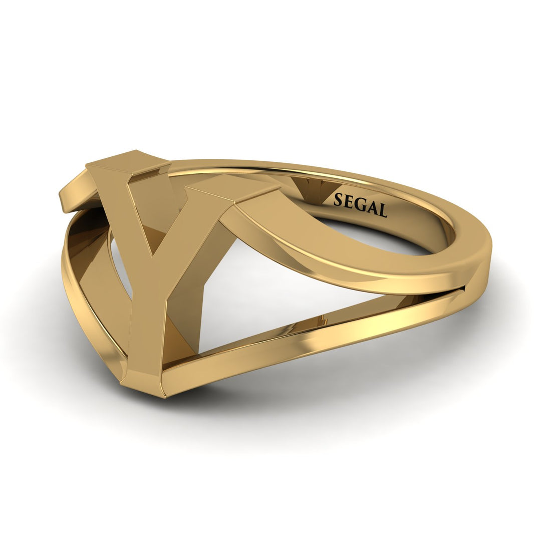 Gold Initial Y Ring
