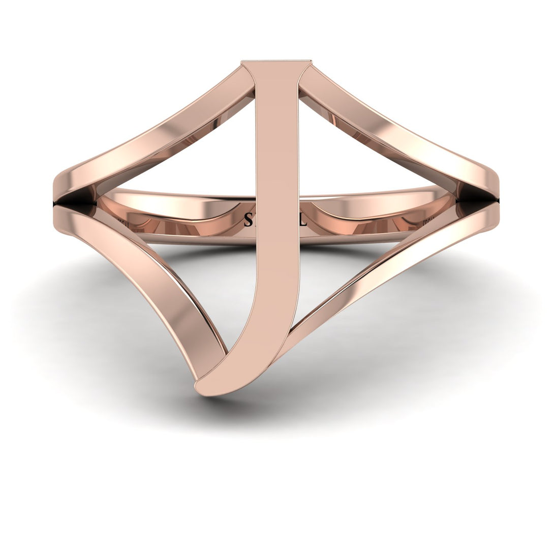 Gold Initial J Ring