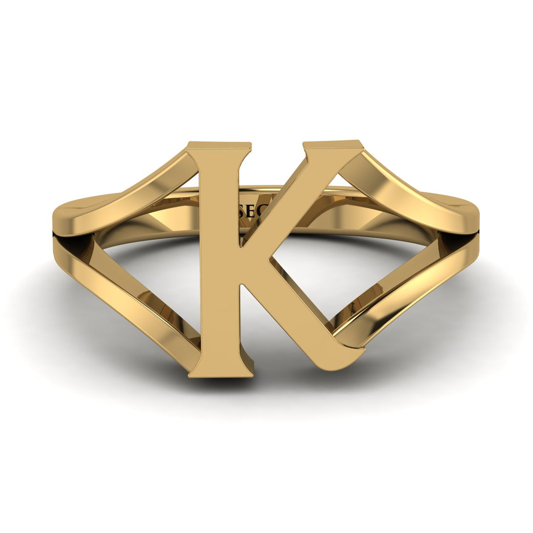 Gold Initial K Ring