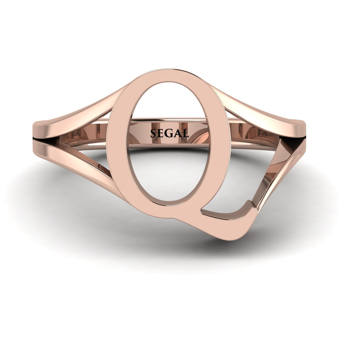 Gold Initial Q Ring