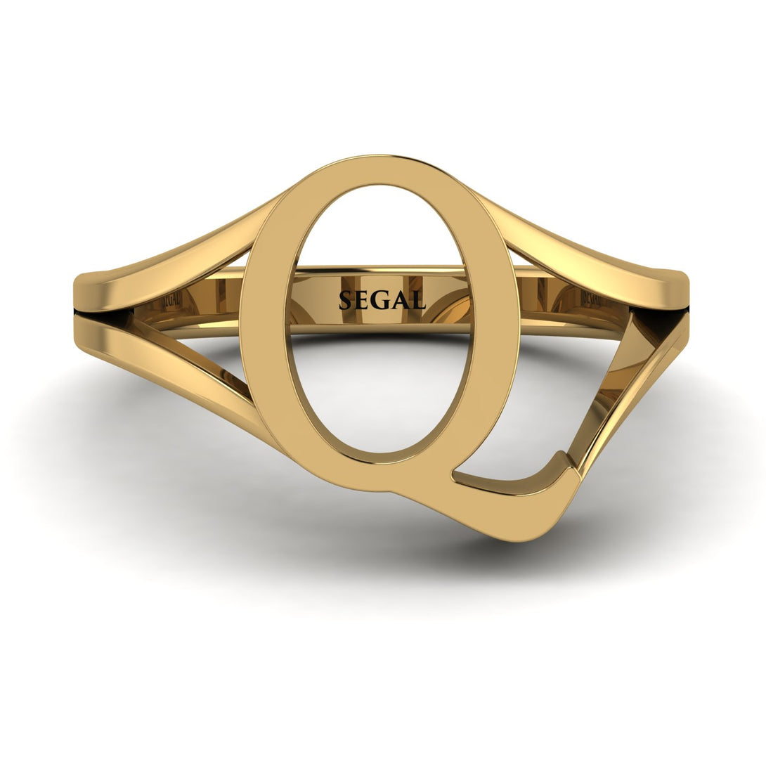 Gold Initial Q Ring