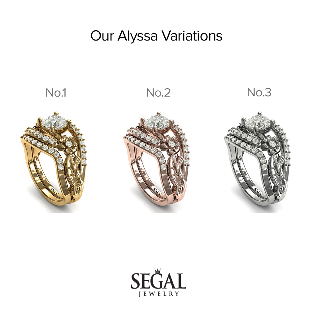 White Gold Wedding Ring set Branches In The Fall Bridal Set Diamond Ring- Alyssa no. 3