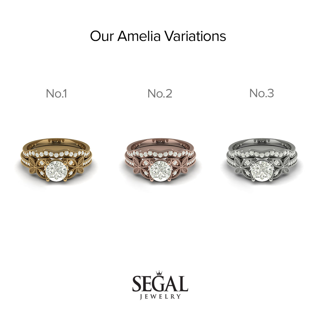 The Butterfly Stairs Bridal Set Diamond Ring- Amelia no. 2