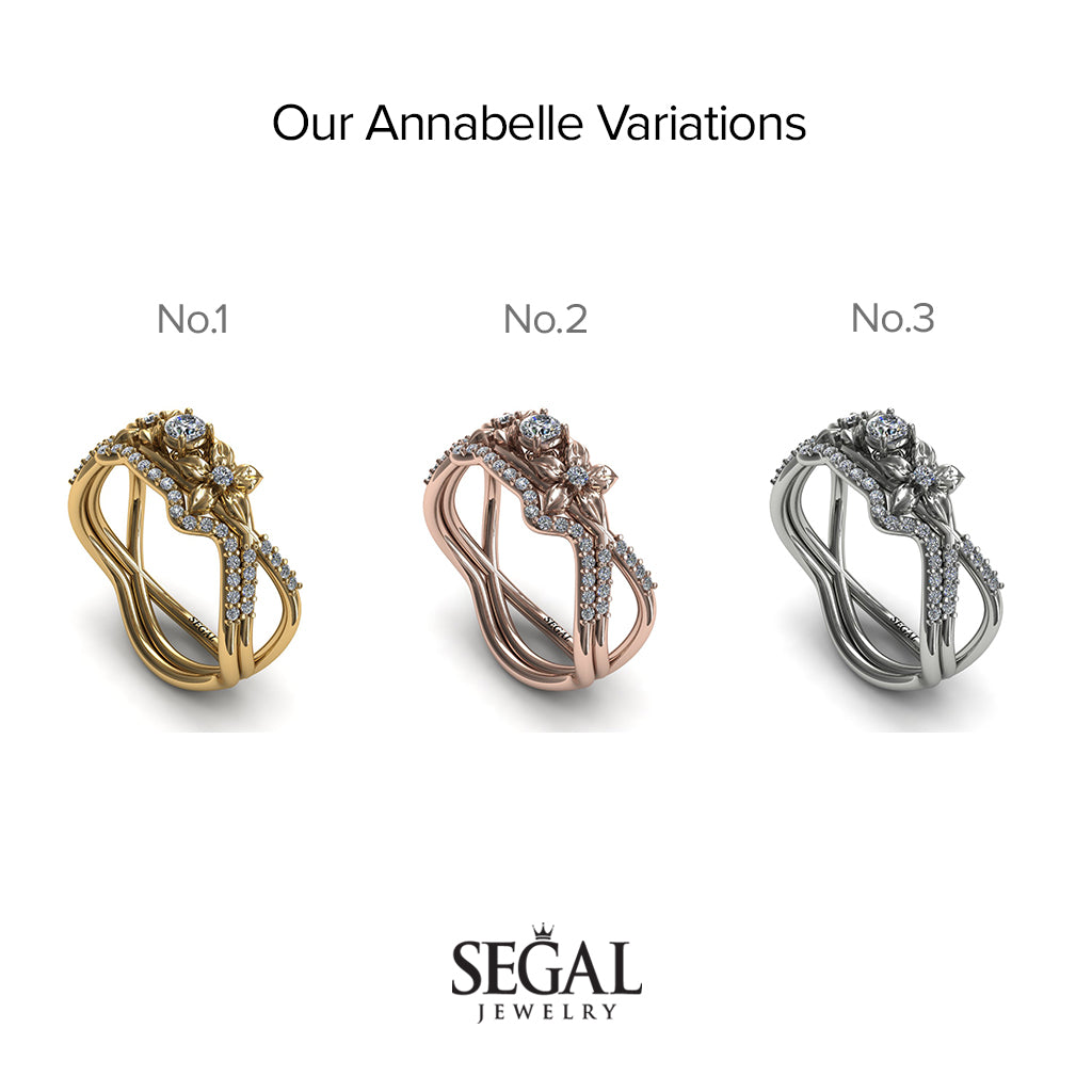 The Two Branch Flowers Bridal Set Diamond Ring- Annabelle no. 1