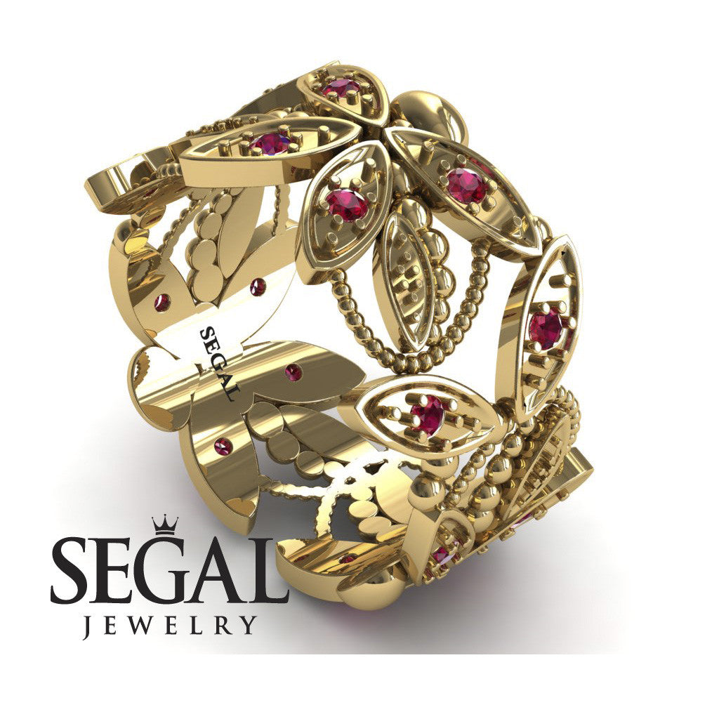 Anniversary ring 14K Yellow Gold Butterfly Vintage Victorian Ring Filigree Ring Ruby - Kaelyn no. 4