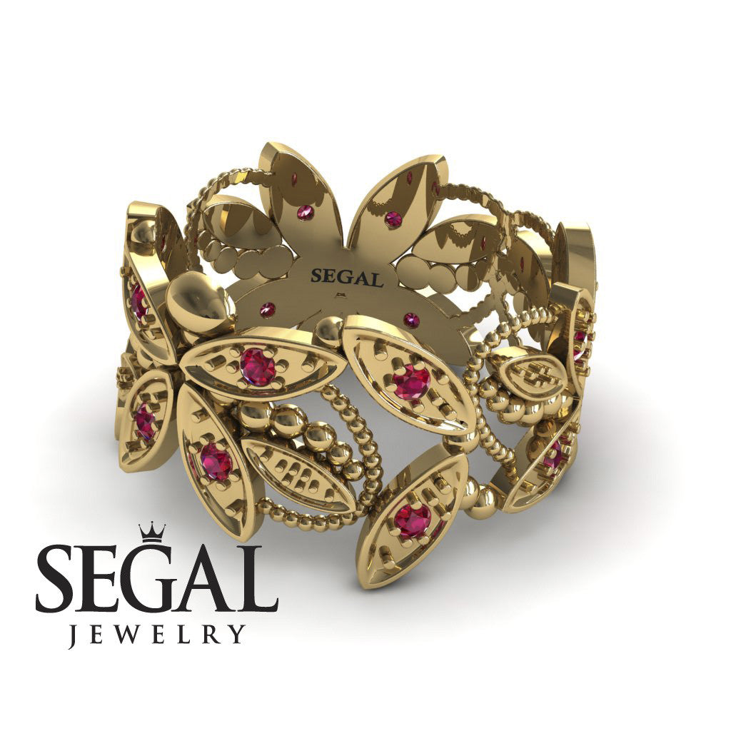 Anniversary ring 14K Yellow Gold Butterfly Vintage Victorian Ring Filigree Ring Ruby - Kaelyn no. 4