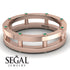 Architectural Hidden Emerald Wedding Band - Noah No. 5
