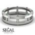 Architectural Hidden Emerald Wedding Band - Noah No. 6
