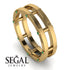 Architectural Hidden Emerald Wedding Band - Noah No. 4