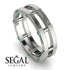 Architectural Hidden Emerald Wedding Band - Noah No. 6