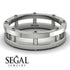 Architectural Hidden Black Diamond Wedding Band - Noah No. 9