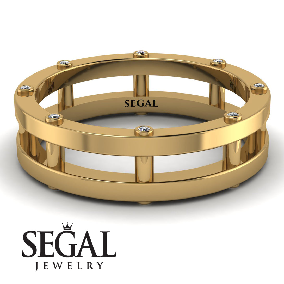 Architectural Hidden Diamond Wedding Band - Noah No. 1